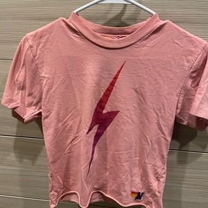 Aviator Nation women’s pink t shirt lightening bolt xs